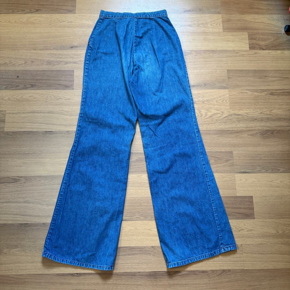 Women's Vintage 70's Wide Leg Bell Bottoms Flared Denim Blue Jeans Sz 26 x 32 - Picture 6 of 9